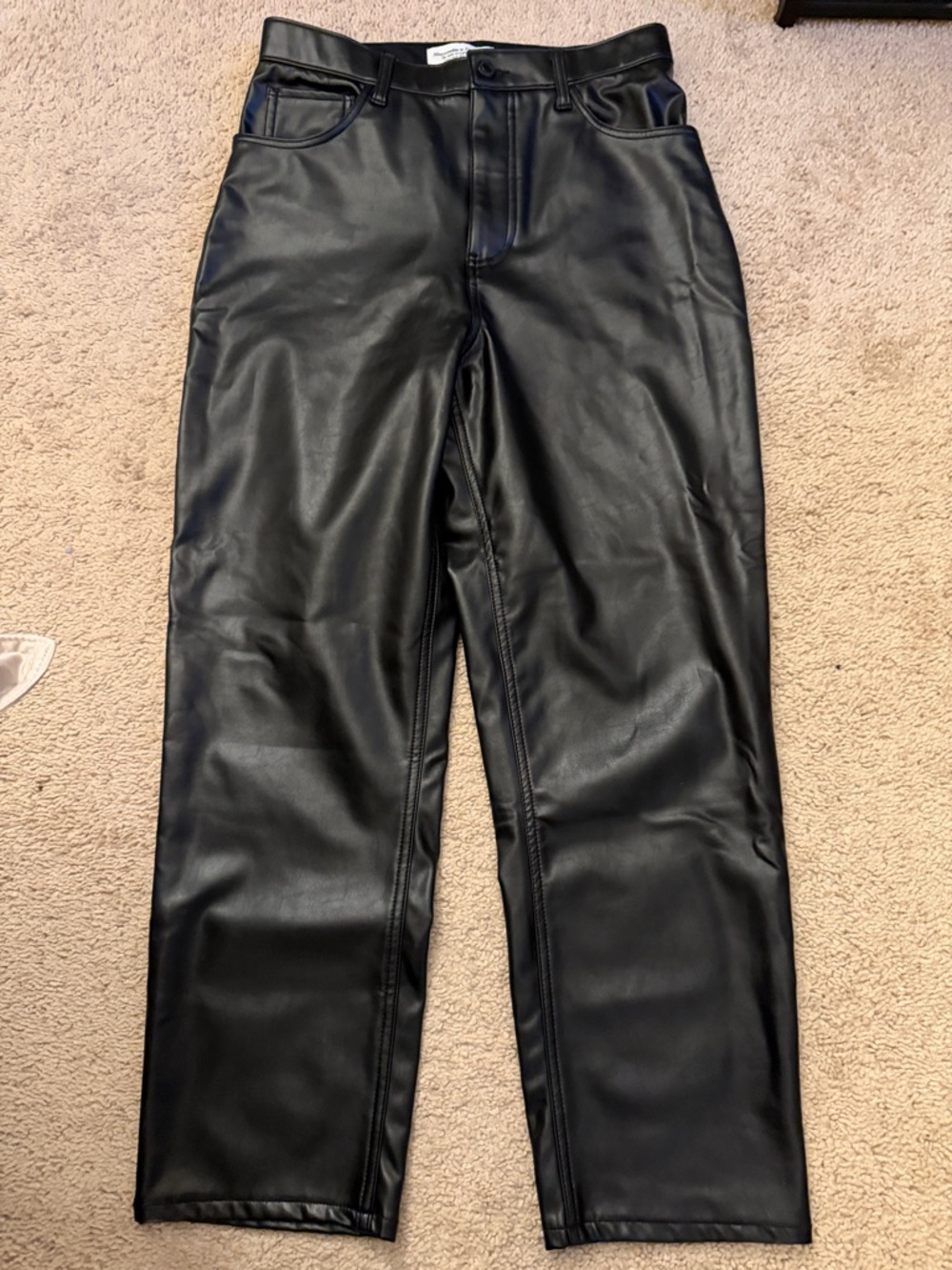 Abercrombie & Fitch Black Vegan Leather Ankle Pants